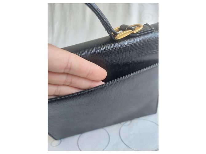 Courreges Vintage Courrèges Tasche aus Leder mit Echsenprägung Schwarz - Ansicht 2