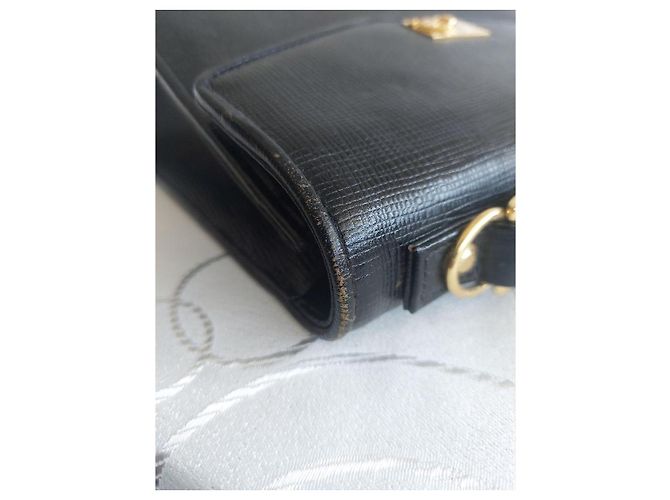 Courreges Vintage Courrèges Tasche aus Leder mit Echsenprägung Schwarz - Ansicht 3
