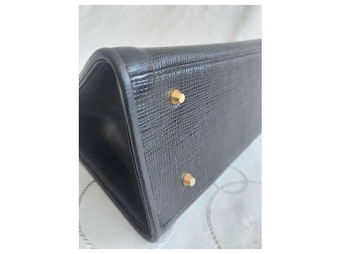Courreges Vintage Courrèges Tasche aus Leder mit Echsenprägung Schwarz - Ansicht 4