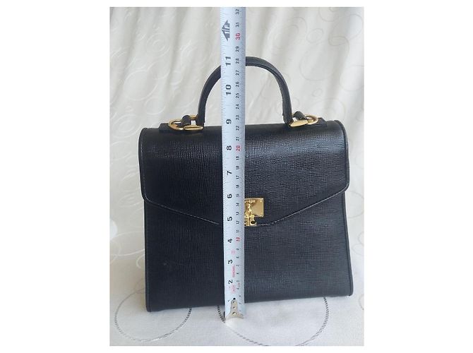 Courreges Vintage Courrèges Tasche aus Leder mit Echsenprägung Schwarz - Ansicht 5