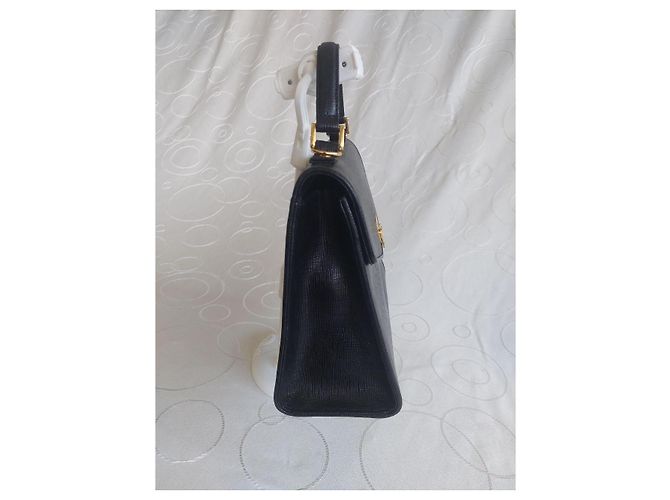 Courreges Vintage Courrèges Tasche aus Leder mit Echsenprägung Schwarz - Ansicht 7