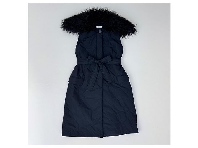 Chaleco acolchado Dries Van Noten con cuello de piel Negro Azul Azul marino - vista 2