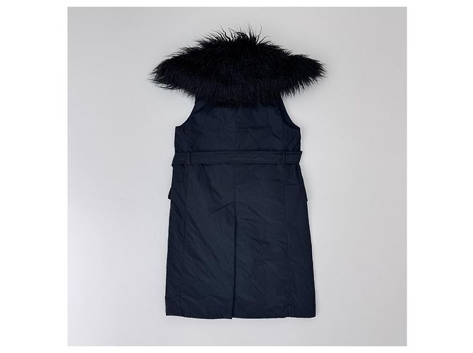 Chaleco acolchado Dries Van Noten con cuello de piel Negro Azul Azul marino - vista 3