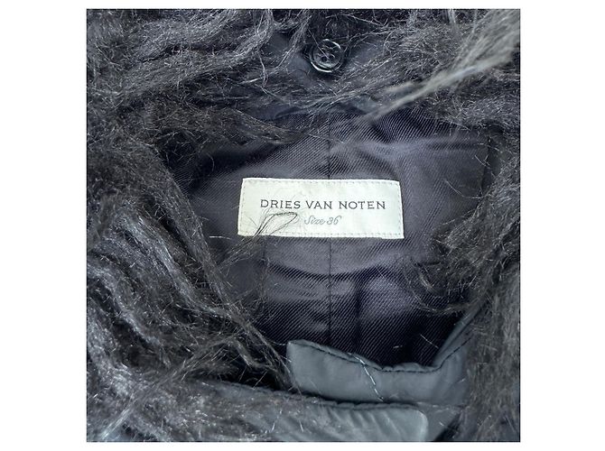 Chaleco acolchado Dries Van Noten con cuello de piel Negro Azul Azul marino - vista 4