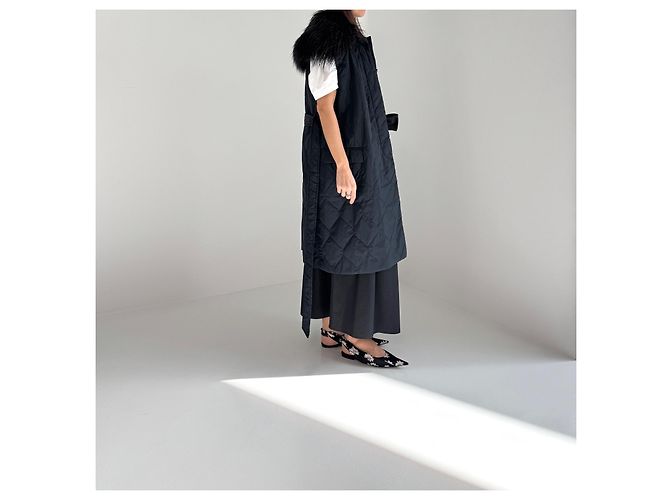 Chaleco acolchado Dries Van Noten con cuello de piel Negro Azul Azul marino - vista 7