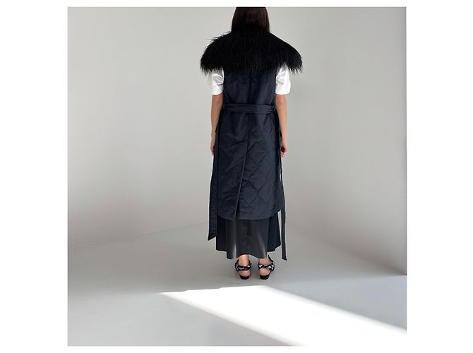 Chaleco acolchado Dries Van Noten con cuello de piel Negro Azul Azul marino - vista 8