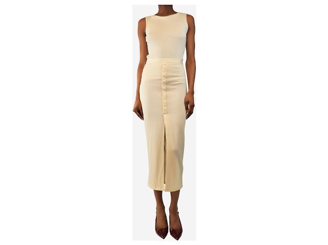 Autre Marque Falda midi crema con botones - talla UK 4 Crudo - vista 2