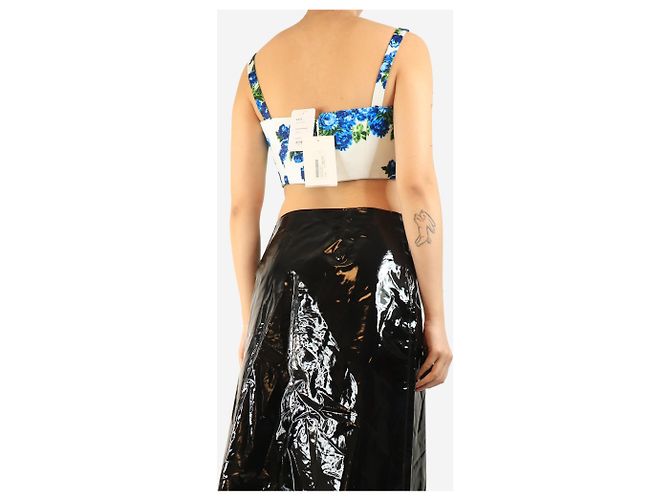 Autre Marque Blaues Blumen-Crop-Top - Größe UK 10 - Ansicht 2