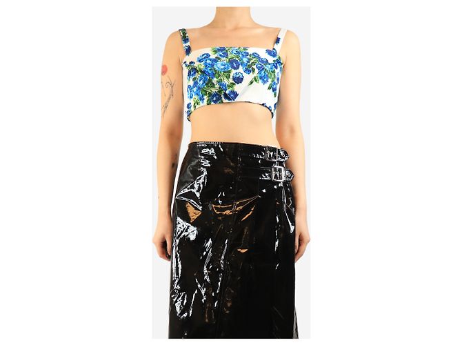 Autre Marque Blaues Blumen-Crop-Top - Größe UK 10 - Ansicht 3