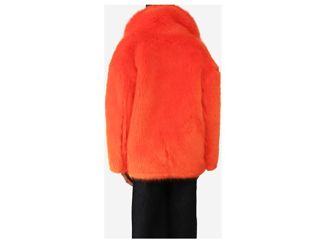 Diane Von Furstenberg Oranger Kunstfellmantel - Größe XS - Ansicht 2