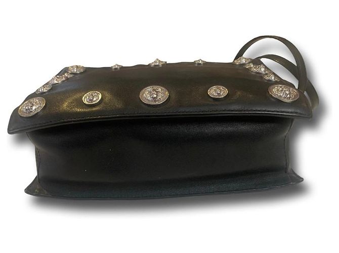 Borsa a spalla Versus Versace nera decorata con borchie a forma di testa di leone Nero - vista 12