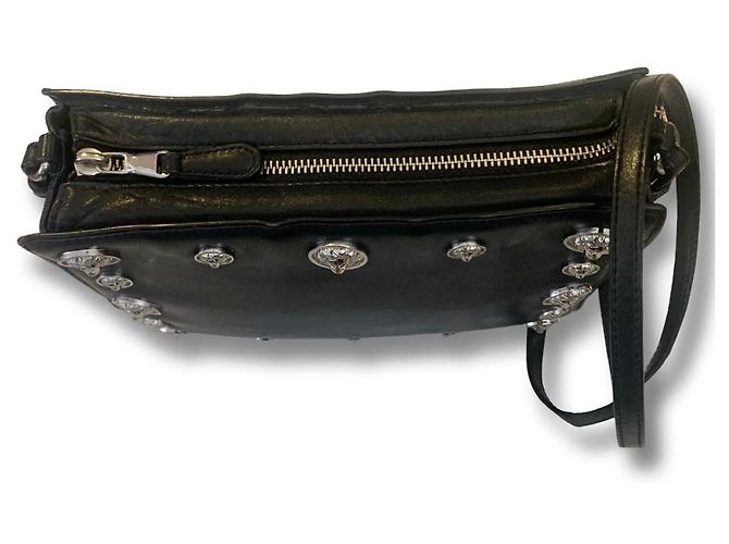 Borsa a spalla Versus Versace nera decorata con borchie a forma di testa di leone Nero - vista 5