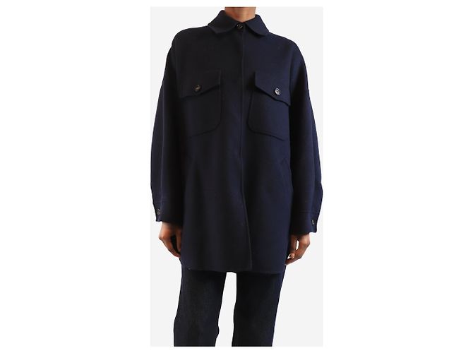 Weekend Max Mara Navy oversized wool-blend coat - size UK 6 Navy blue - view 3