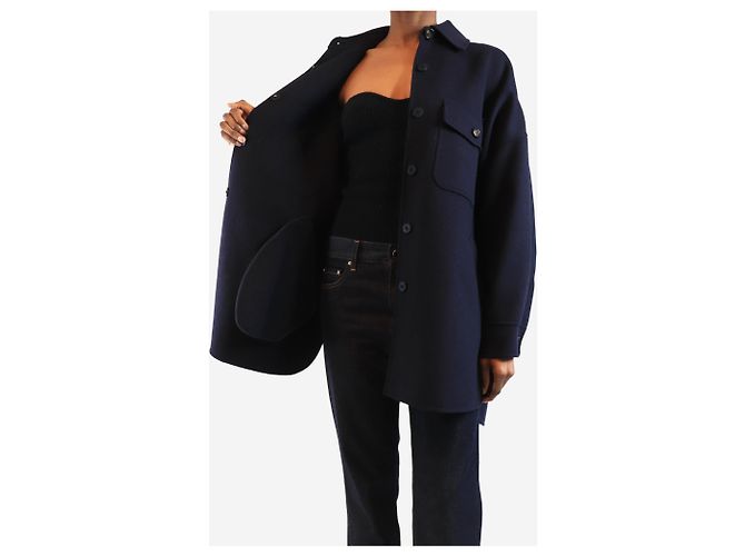 Weekend Max Mara Navy oversized wool-blend coat - size UK 6 Navy blue - view 4