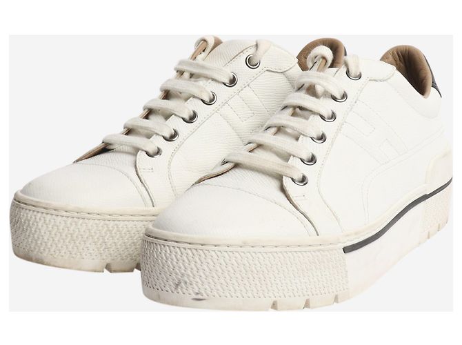 Hermès Weiße Leder-Sneaker - Größe EU 38 - Ansicht 2