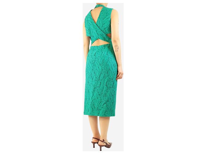 Autre Marque Grünes ärmelloses Spitzen-Midi-Kleid - Größe UK 12 - Ansicht 2