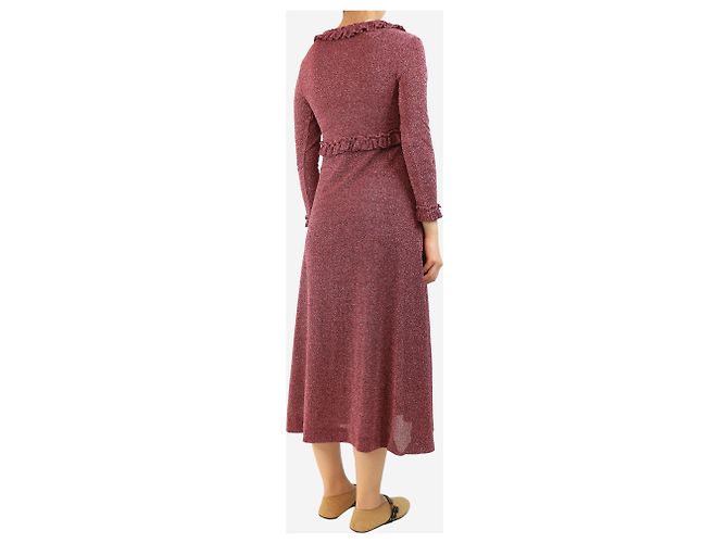 Alexa Chung Rosa Lurex-Rüschenshirt-Midikleid - Größe S Pink - Ansicht 2