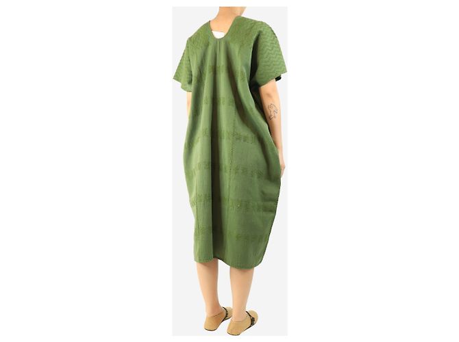 Autre Marque Grüner bestickter Kaftan mit Gürtel - One size - Ansicht 2