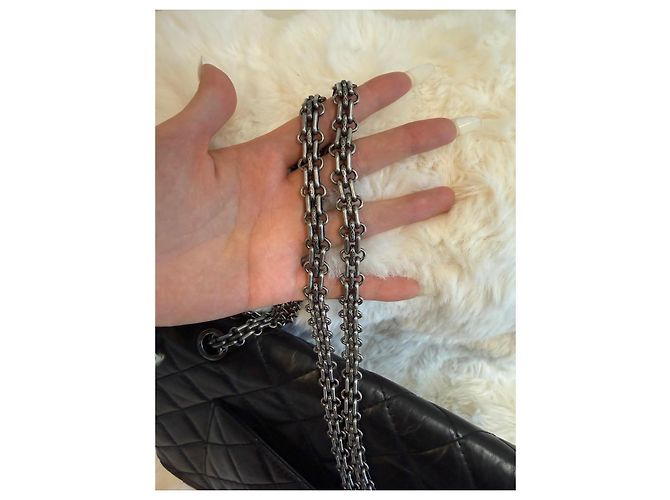 Borsa a mano Chanel 2.55 Reissue grande in pelle nera Nero - vista 11