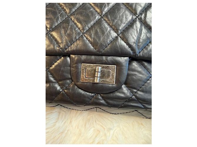Borsa a mano Chanel 2.55 Reissue grande in pelle nera Nero - vista 4