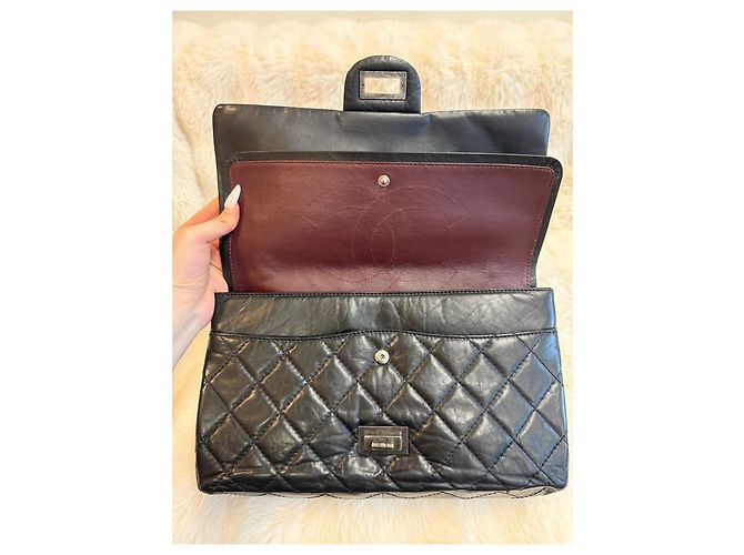 Borsa a mano Chanel 2.55 Reissue grande in pelle nera Nero - vista 5