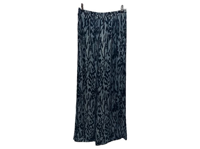 Forte Forte Blaue Samthose mit Leopardenmuster - Ansicht 2