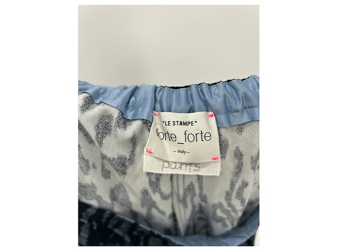 Forte Forte Blaue Samthose mit Leopardenmuster - Ansicht 3
