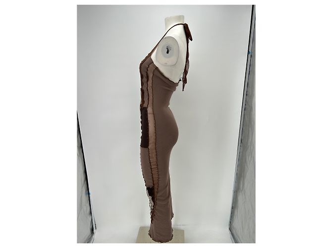 Autre Marque Langes braunes Kleid mit Patchwork - Ansicht 4