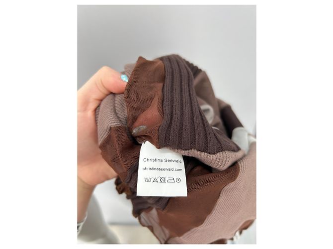 Autre Marque Langes braunes Kleid mit Patchwork - Ansicht 6