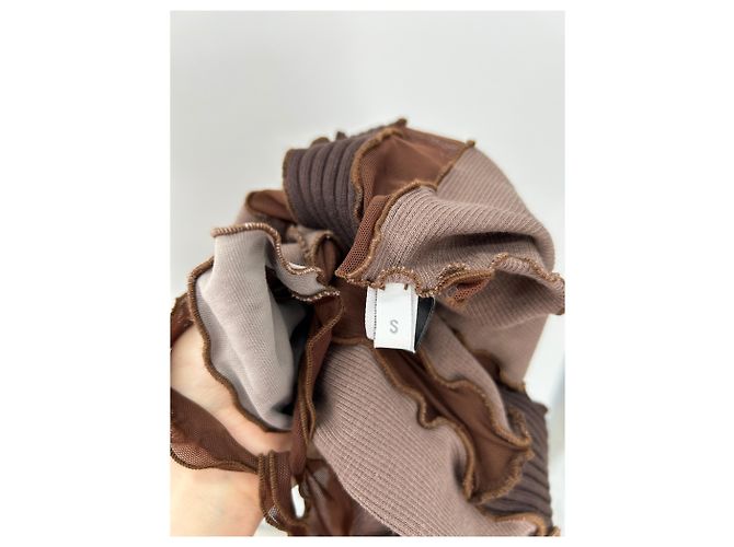 Autre Marque Langes braunes Kleid mit Patchwork - Ansicht 7