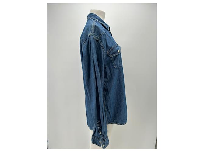 Camicia Guess in denim blu cotone - vista 3