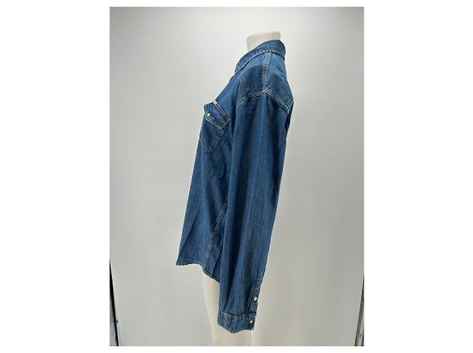 Camicia Guess in denim blu cotone - vista 4