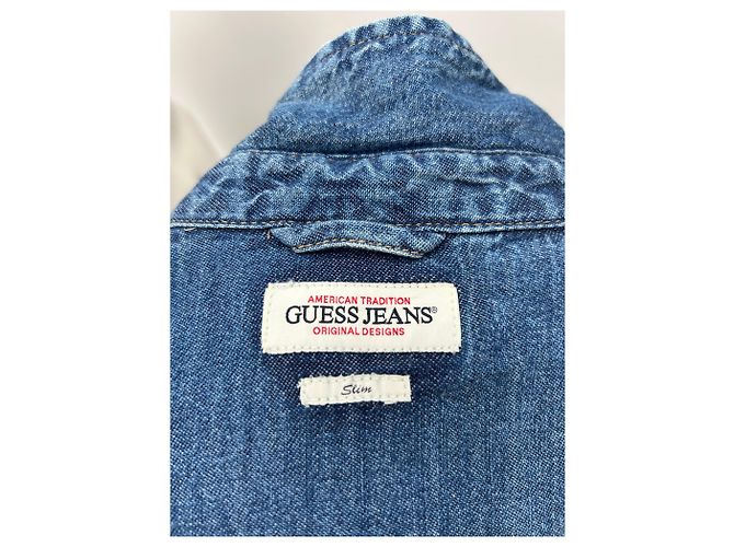 Camicia Guess in denim blu cotone - vista 5