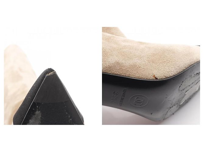 Timeless Chanel Coco Mark Wildleder-Stiefel Schwarz Beige - Ansicht 10
