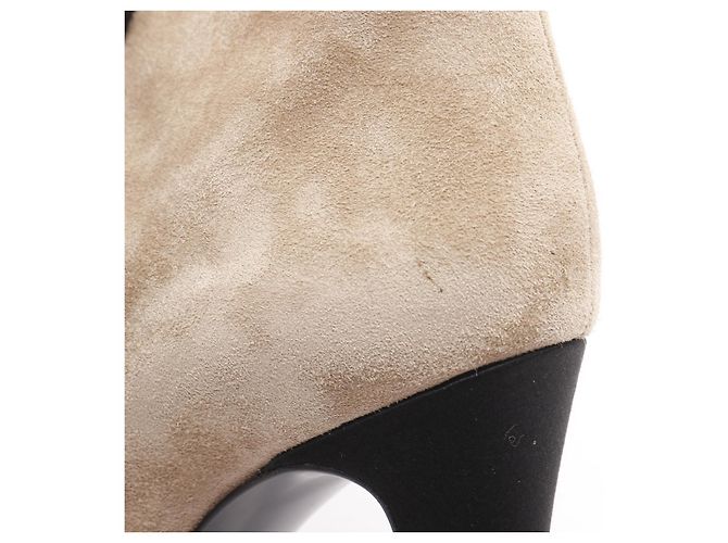 Timeless Chanel Coco Mark Wildleder-Stiefel Schwarz Beige - Ansicht 8