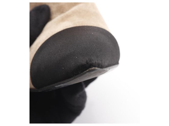 Timeless Chanel Coco Mark Wildleder-Stiefel Schwarz Beige - Ansicht 9