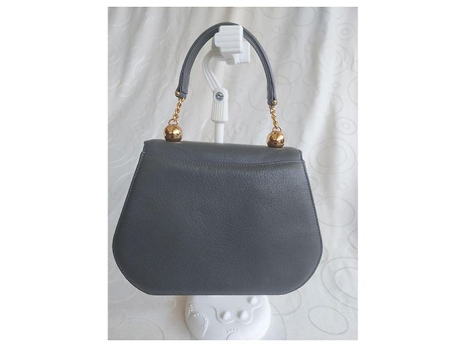 Mila Shön Vintage Mila Schön graue geprägte Leder-Handtasche - Ansicht 13