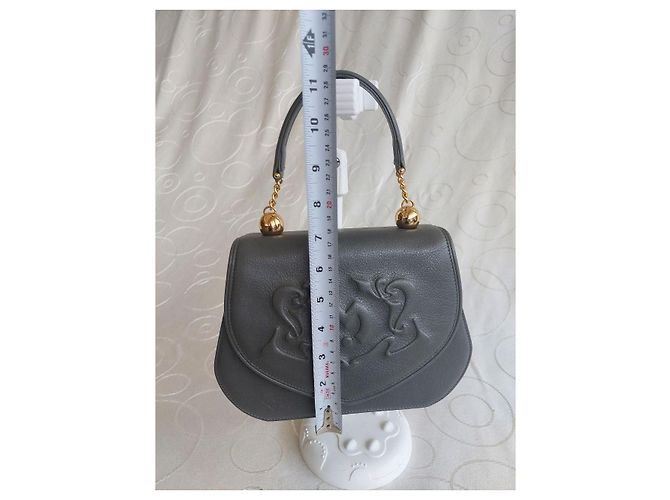 Mila Shön Vintage Mila Schön graue geprägte Leder-Handtasche - Ansicht 2
