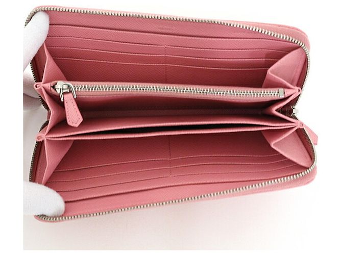 Prada Saffiano Zip-Around Long Wallet Pink - view 4
