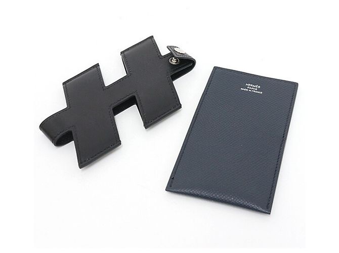 Hermès Hermes Leather Card Case Black Blue - view 3