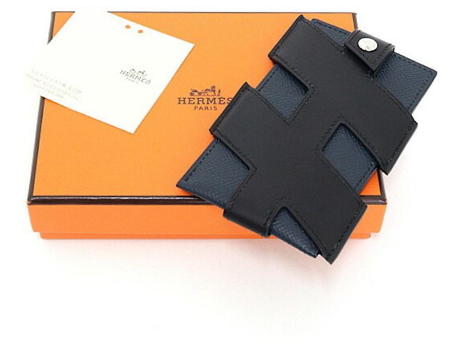 Hermès Hermes Leather Card Case Black Blue - view 6