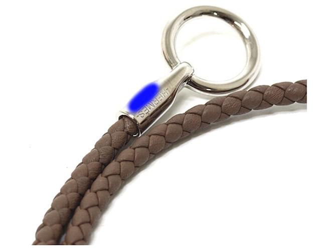 Bracciale Charm Double Tour Hermès Argento Taupe - vista 4