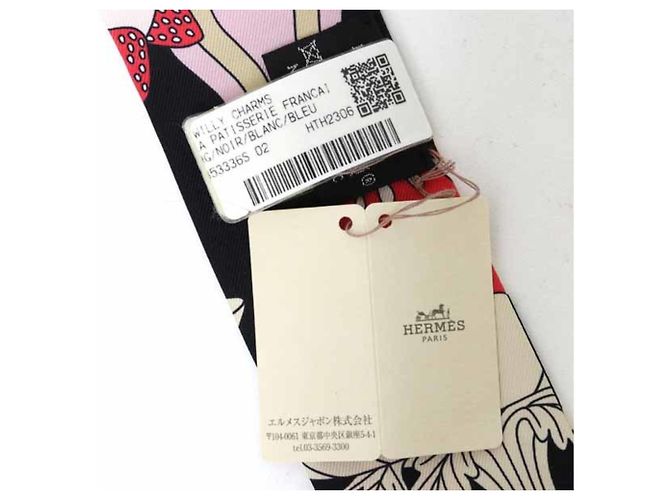 Foulard Hermès Twilly Charm La Patisserie Française Nero Bianco Blu - vista 3