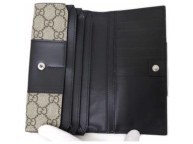 Portafoglio lungo bicolore Gucci Nero Beige - vista 3