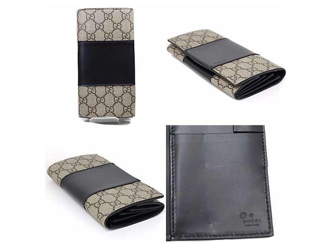 Portafoglio lungo bicolore Gucci Nero Beige - vista 6