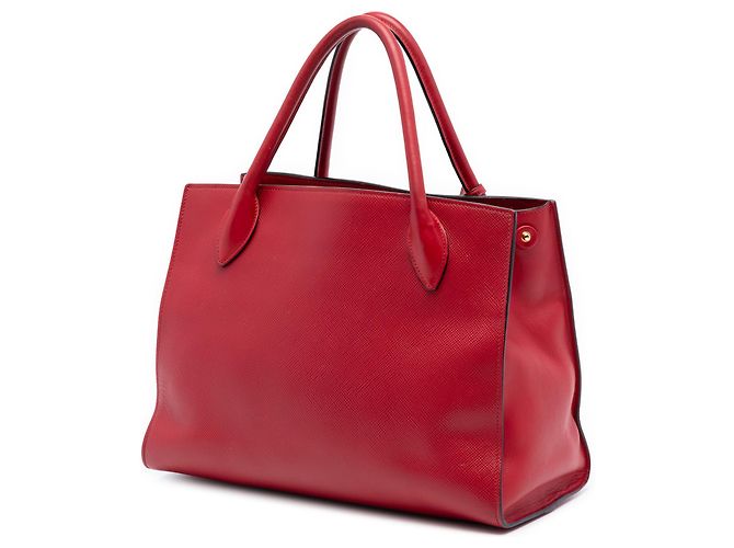 Prada Rosso Medio Saffiano Pelle Monocromatico Borsa a Mano - vista 2