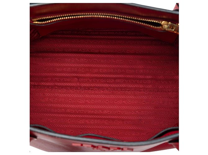 Prada Rosso Medio Saffiano Pelle Monocromatico Borsa a Mano - vista 4