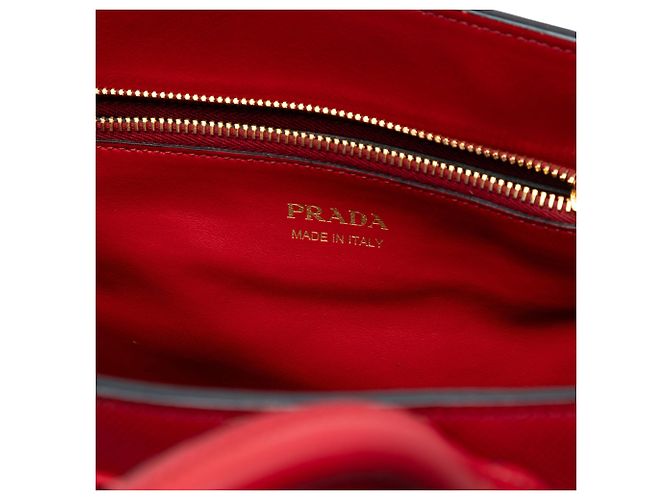 Prada Rosso Medio Saffiano Pelle Monocromatico Borsa a Mano - vista 5
