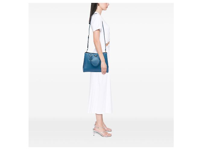 Prada Bicolor Blau Saffiano Lux Tote - Ansicht 6