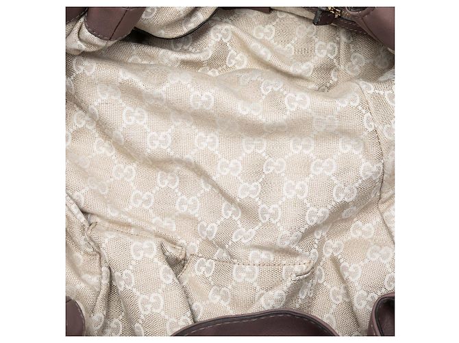 Hobo de couro marrom com alça trançada Gucci Taupe - vista 4